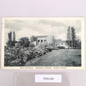 University of Colorado Men's Gymnasium Boulder 1940s Postcard B&W Real Photo